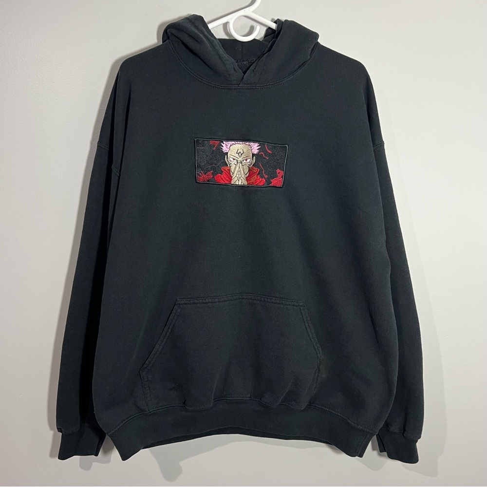 Jujutsu Kaisen Sukuna Yuji Anime Black Red Pullover Sweatshirt Hoodie Mens XL